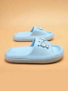 Chicos Chanclas antideslizante ligero con diseño de letra con diseño de gato de dibujos animados para verano - Celeste - Ver 7