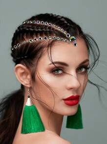 STARTTOOS 1pc 3d Simulation Multi-Sized Rhinestone Hair Sticker For Diy Music Festival, Y2k Makeup, Party Headwear Decoration,Concert Look,Face Gems - Multicolor - View 5
