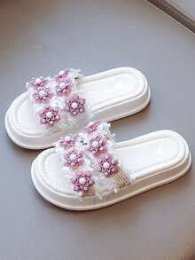 Chicas Zapatillas con diseño de flor para verano - Beis - Ver 1