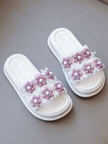 Chicas Zapatillas con diseño de flor para verano - Beis - Ver 3