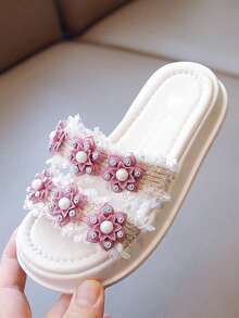 Chicas Zapatillas con diseño de flor para verano - Beis - Ver 5
