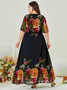 Modelyn Hơn In hoa áo tay bướm Chiffon Đầm - Nhiều màu - Xem 2