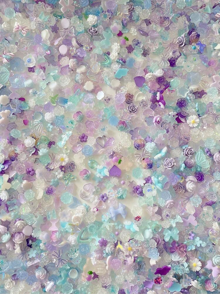 Decoración de uñas con diseño de flor de lavanda helada aleatoria, 1 caja de dijes de decoración de uñas Lila, accesorios de manicura muy divertidos - Púrpura malva - Añade 5