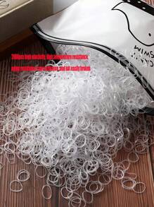 2,000 piezas desechables de sujetadores de cola de caballo, bandas elásticas para el cabello, cintas para el cabello, y accesorio desechable para el cabello - transparente - Ver 1