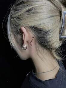 2sheets Star & Cat Pattern Tattoo Sticker - Black - View 2