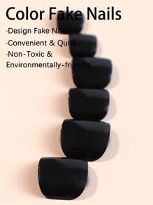 24入組短方形純色假脚趾甲,含1支美甲文件和1支果凍膠