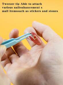 Nail Art Curved Tweezers, 1pc Stainless Nail Rhinestone Jewelry, Scrapbooking Tools - Multicolor - View 2