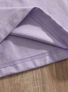 RueChic Teen Girls Mushroom And Letter Graphic Tee - Lilac Purple - View 5