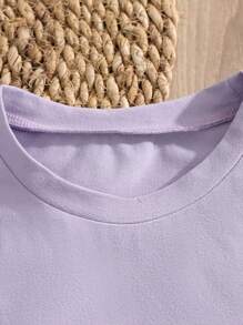 RueChic Teen Girls Mushroom And Letter Graphic Tee - Lilac Purple - View 6