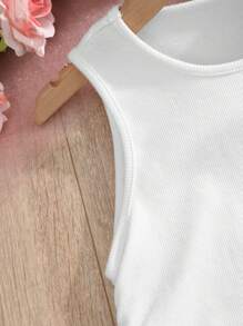 RueChic Chicas adolescentes Vestido tank unicolor fruncido lateral - Blanco - Ver 5