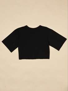 SHE(IN) BRASIL Skull Print Crop Tee - màu đen - Xem 2