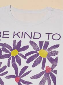 SHE(IN) BRASIL Floral & Slogan Graphic Tee - White - View 5