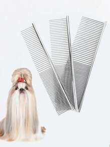 1入組不銹鋼寵物美容梳，用於梳理長毛貓和狗