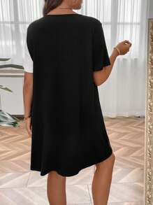 SHEIN LUNE Vestido de dos tonos bajo asimétrico - Blanco y Negro - Ver 2