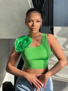 SHEIN SXY 單肩立體花卉短款背心