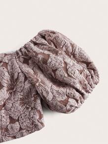 GENKIRA 印花一字肩短款上衣和荷葉邊半身裙 - 藕粉色 - 查看 4