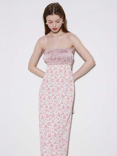 Ditsy Floral Print Ruched Bust Cami Dress