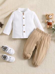 Baby Jungen Shirt mit Knopf vorne, & Hose