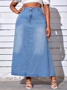 SHEIN SXY Plus High Waist A-Line Denim Skirt