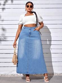 SHEIN SXY Plus High Waist A-Line Denim Skirt