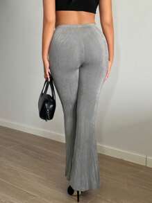 SHEIN SXY Quần nữ Cắt ra màu trơn Gợi cảm - Xám - Xem 2