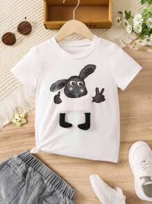 SHEIN Meninas Da Criança Gráfico De Desenho Animado Camiseta