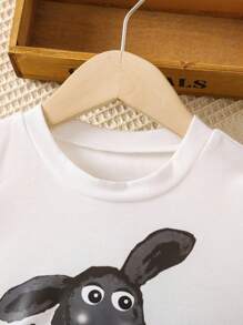 SHEIN Meninas Da Criança Gráfico De Desenho Animado Camiseta