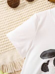 SHEIN Meninas Da Criança Gráfico De Desenho Animado Camiseta