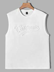 Manfinity RebelGame Hombres Top tank en relieve de letra - Blanco - Ver 1