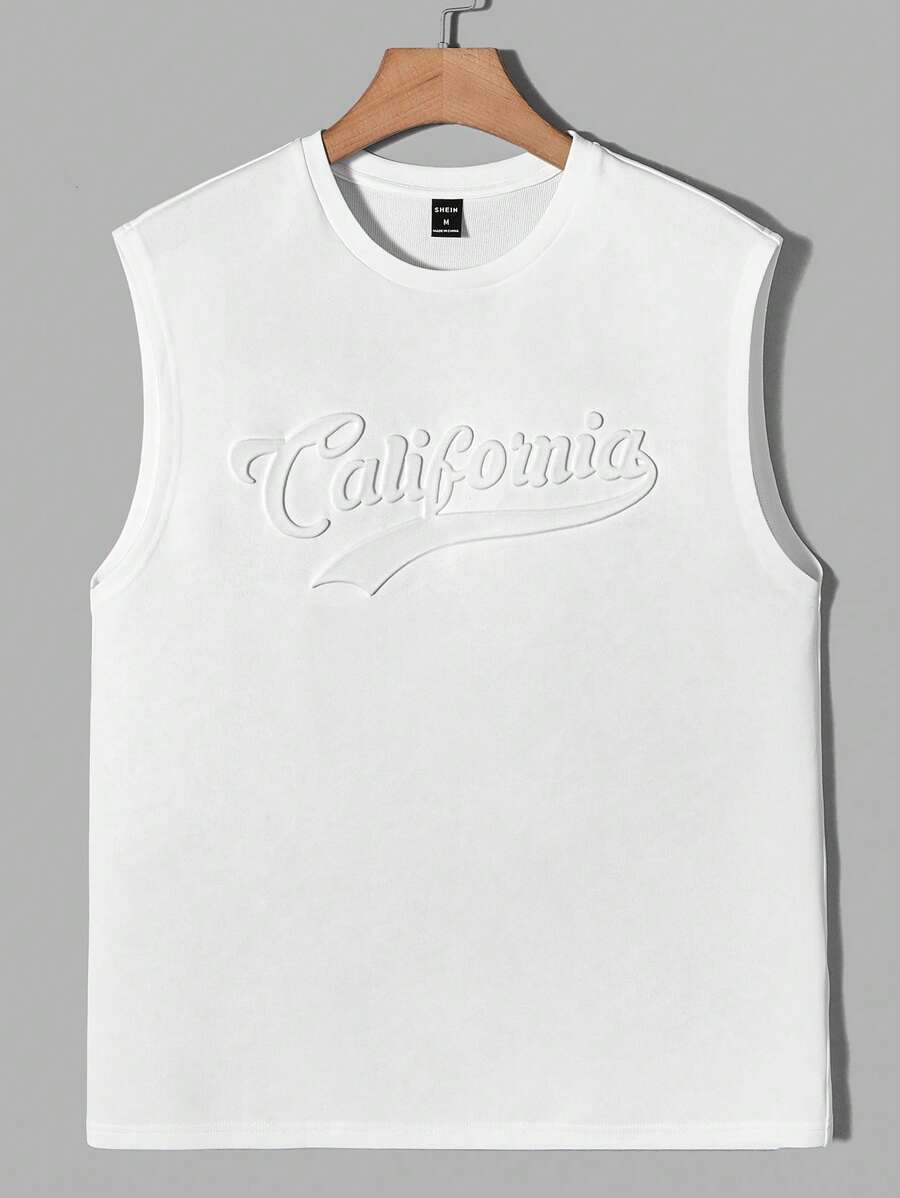 Manfinity RebelGame Hombres Top tank en relieve de letra - Blanco - Ver 1