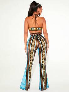 SHEIN SXY Bộ đồ hai mảnh nữ Lộ Lưng Hội Chữ thập Buộc lại Hình học Bộ lạc Boho - Nhiều màu - Xem 2