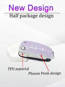 Móc khóa trang trí kim cương thời trang Violet Flower & Leaf + Vỏ chìa khóa Violet chống rơi + Tương thích với vỏ chìa khóa Audi cho xe A3/q3/q2l/s3, bao gồm A3l, A6l, Q7, A7 và A8 mới - Màu tím - Xem 6