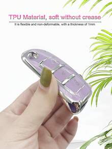 Móc khóa trang trí kim cương thời trang Violet Flower & Leaf + Vỏ chìa khóa Violet chống rơi + Tương thích với vỏ chìa khóa Audi cho xe A3/q3/q2l/s3, bao gồm A3l, A6l, Q7, A7 và A8 mới - Màu tím - Xem 7