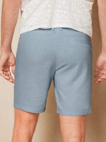 Manfinity NXTstreet 男士斜口袋素色短褲 - 淺藍色 - 查看 2