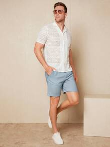 Manfinity NXTstreet 男士斜口袋素色短褲 - 淺藍色 - 查看 4