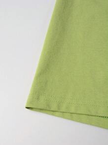 Claim Dot Áo thun nam vừa vặn cổ tròn tay ngắn trơn đơn giản thời trang Hàn Quốc mùa hè Polyester - màu xanh lá - Xem 6