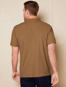 Manfinity Homme Men Solid Ribbed Knit Polo Shirt - Mocha Brown - View 3