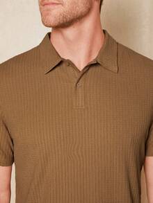 Manfinity Homme Men Solid Ribbed Knit Polo Shirt - Mocha Brown - View 7