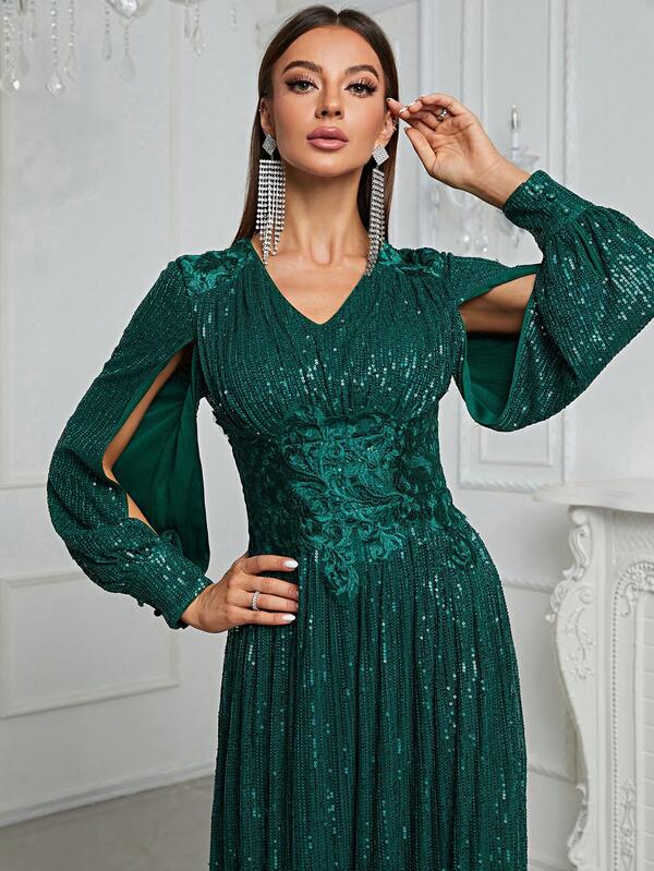 Giffniseti Split Sleeve Sequin Party Dress SHEIN USA