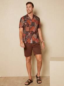 Manfinity RSRT Áo sơ mi Nam Nút phía trước Bộ lạc Boho - Nhiều màu - Xem 3