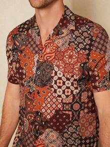 Manfinity RSRT Áo sơ mi Nam Nút phía trước Bộ lạc Boho - Nhiều màu - Xem 6