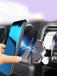 1入組車出風口手機支架磁性L造型支架強力磁鐵支架 - 黑色 - 查看 2