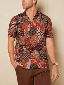 Manfinity RSRT Áo sơ mi Nam Nút phía trước Bộ lạc Boho - Nhiều màu - Xem 1