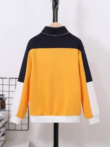 SHEIN Boys Colourblock Half Zip Sweatshirt Without Necklace - Multicolor - View 2