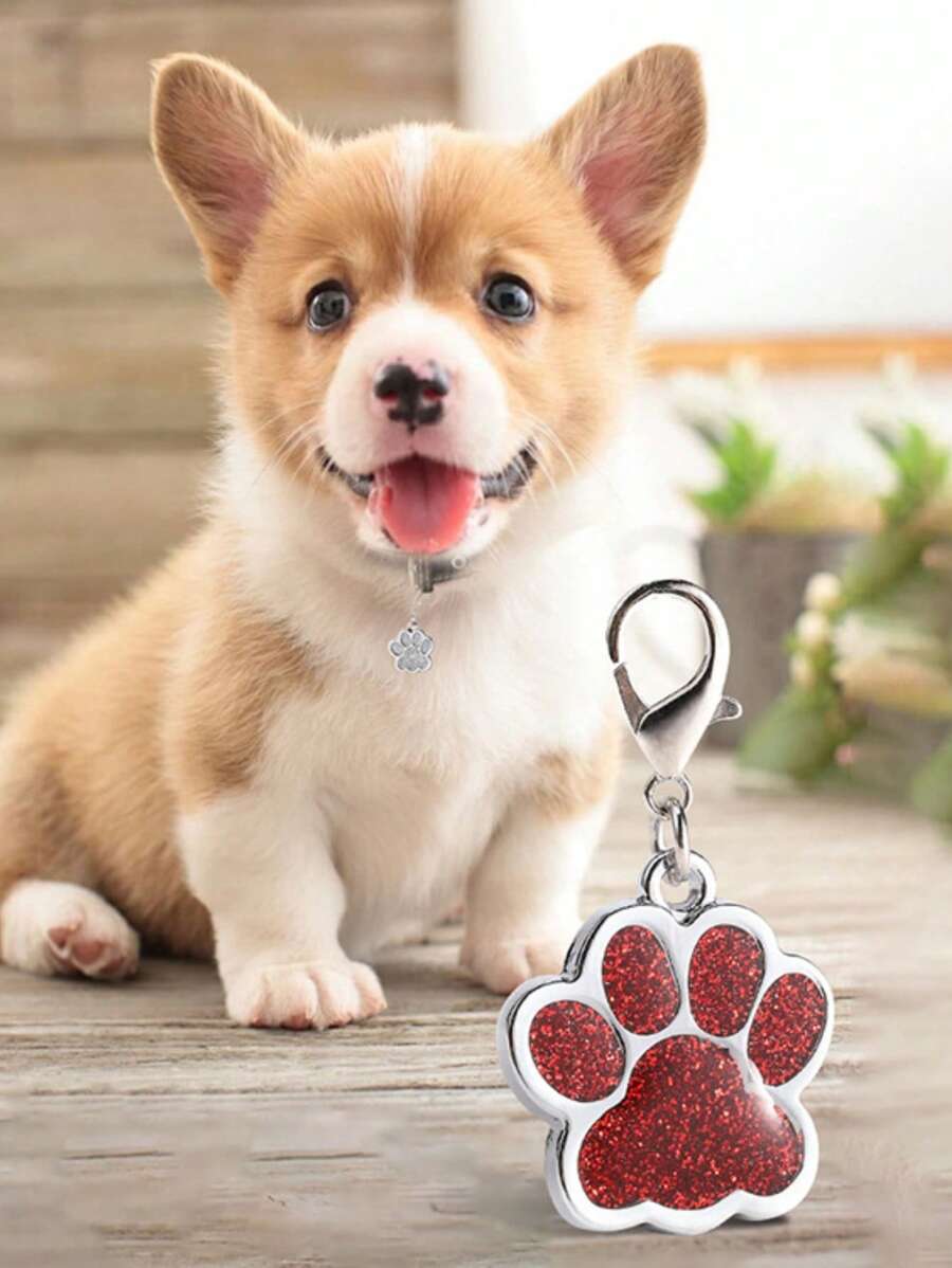 1pc Paw Design Pet Pendant For Dog And Cat For Decoration - Blue - View 1