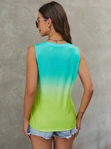 SHEIN LUNE Top tank de ombré de cuello V - Verde - Ver 2