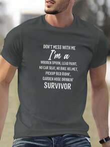 Manfinity Homme Men Plus Slogan Graphic Tee - Dark Grey - View 1