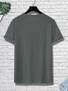 Manfinity Homme Men Plus Slogan Graphic Tee - Dark Grey - View 2