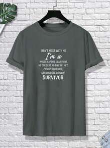 Manfinity Homme Men Plus Slogan Graphic Tee - Dark Grey - View 5