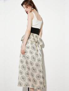 Floral Print Ruffle Trim Skirt - Apricot - View 2